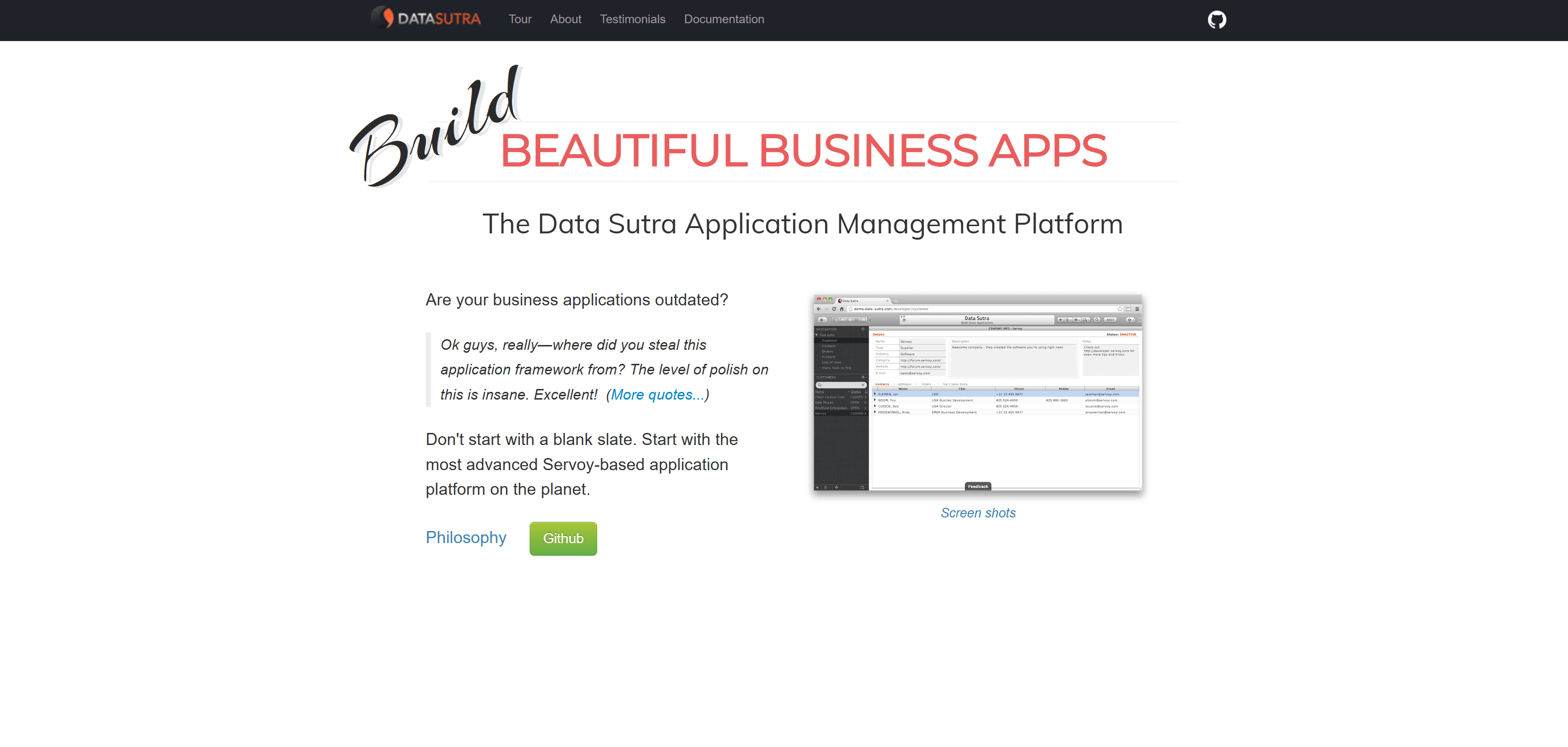 Data Sutra's interface 