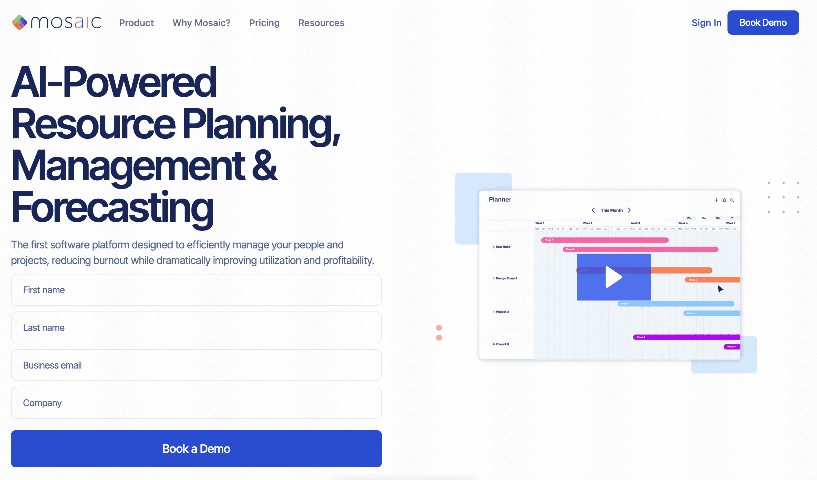 Mosaic strategic finance platform with unified performance metrics