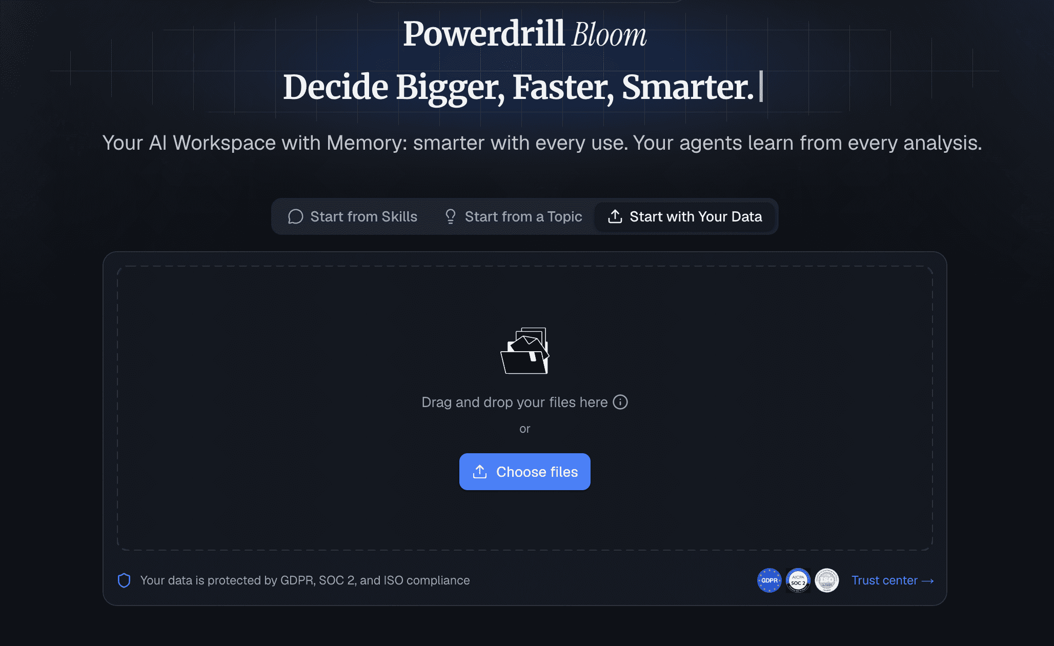 Powerdrill Bloom AI workspace for A/B test analysis