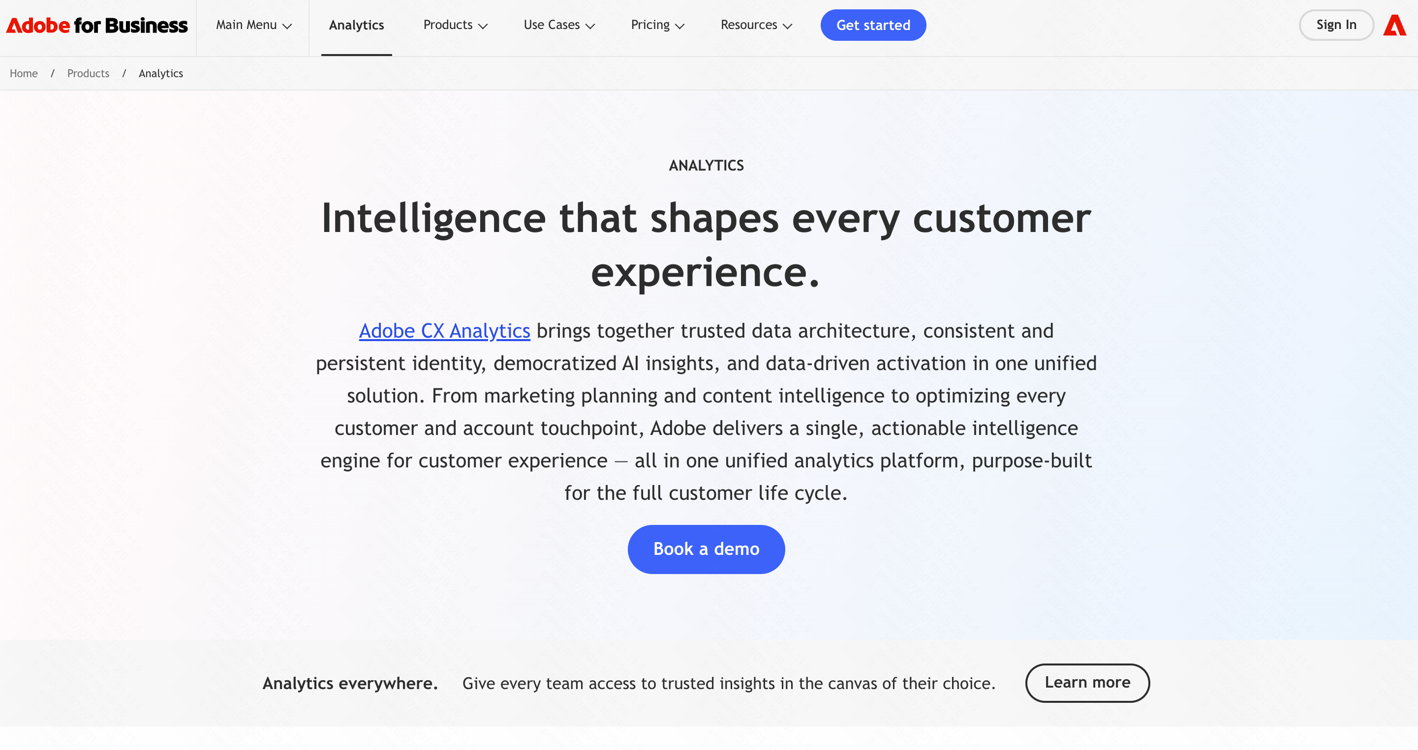 Adobe Analytics enterprise web analytics with Sensei AI