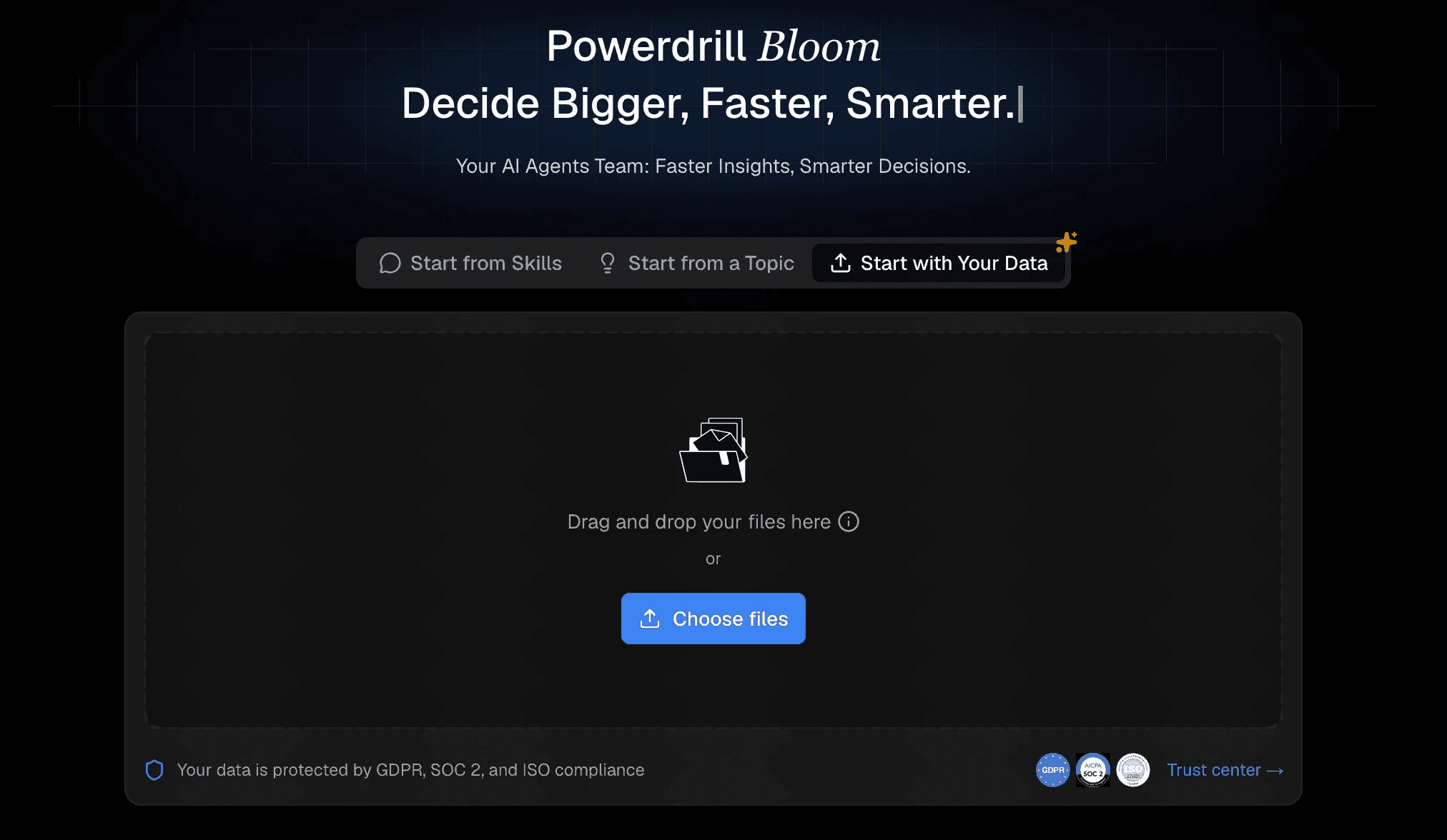 Uploading an Excel spreadsheet into the Powerdrill Bloom interface