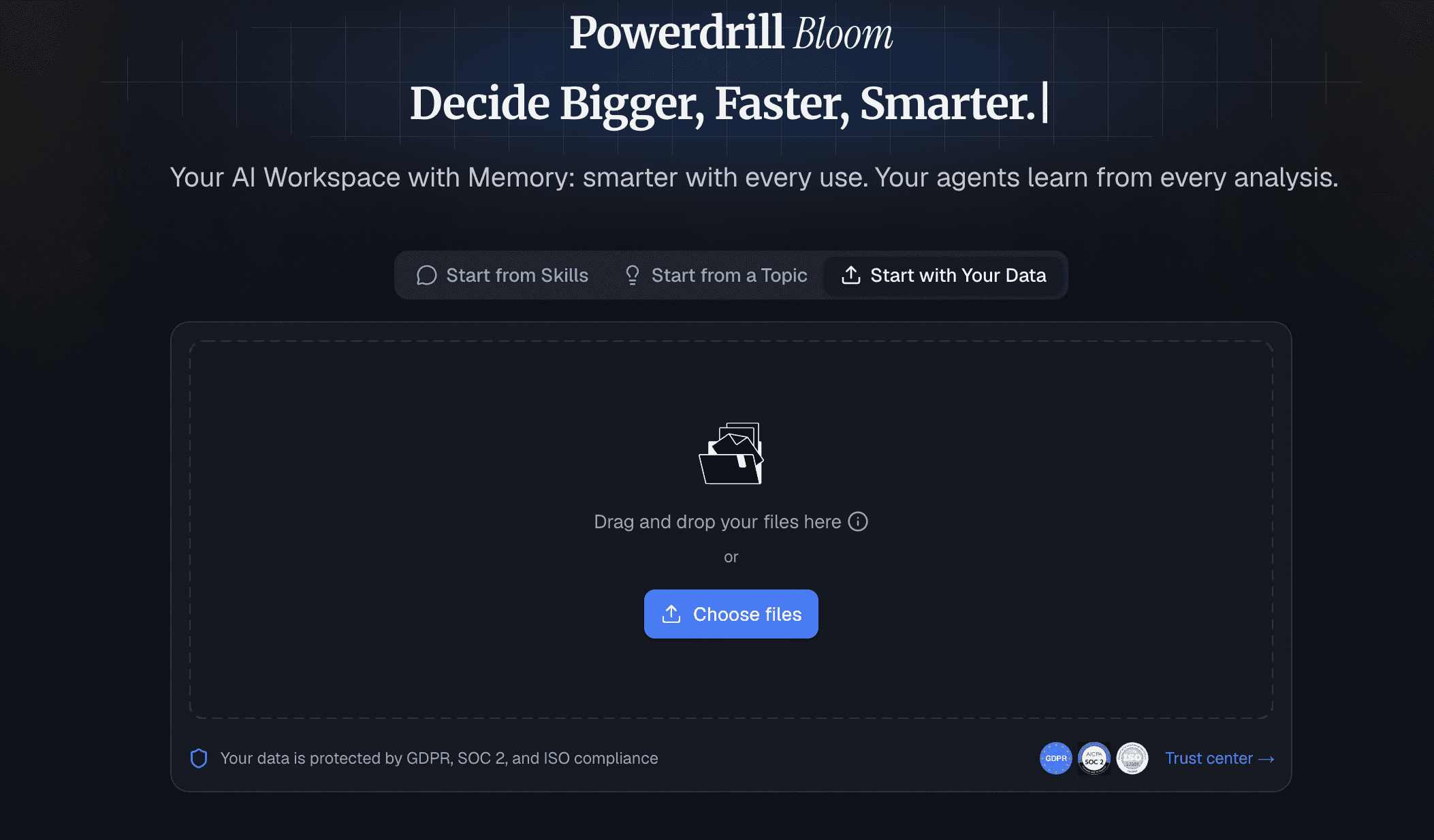 Powerdrill Bloom AI agent generating a pitch deck from raw data
