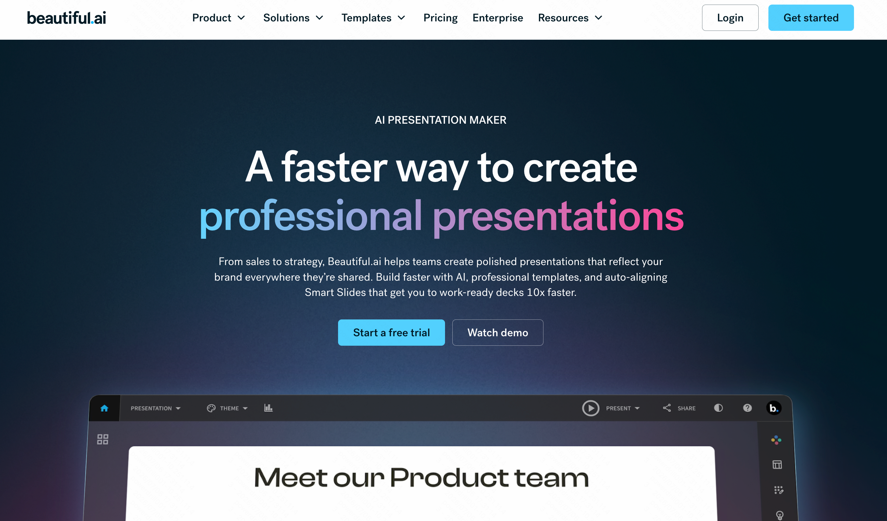 Beautiful.ai smart template auto-formatting slide content