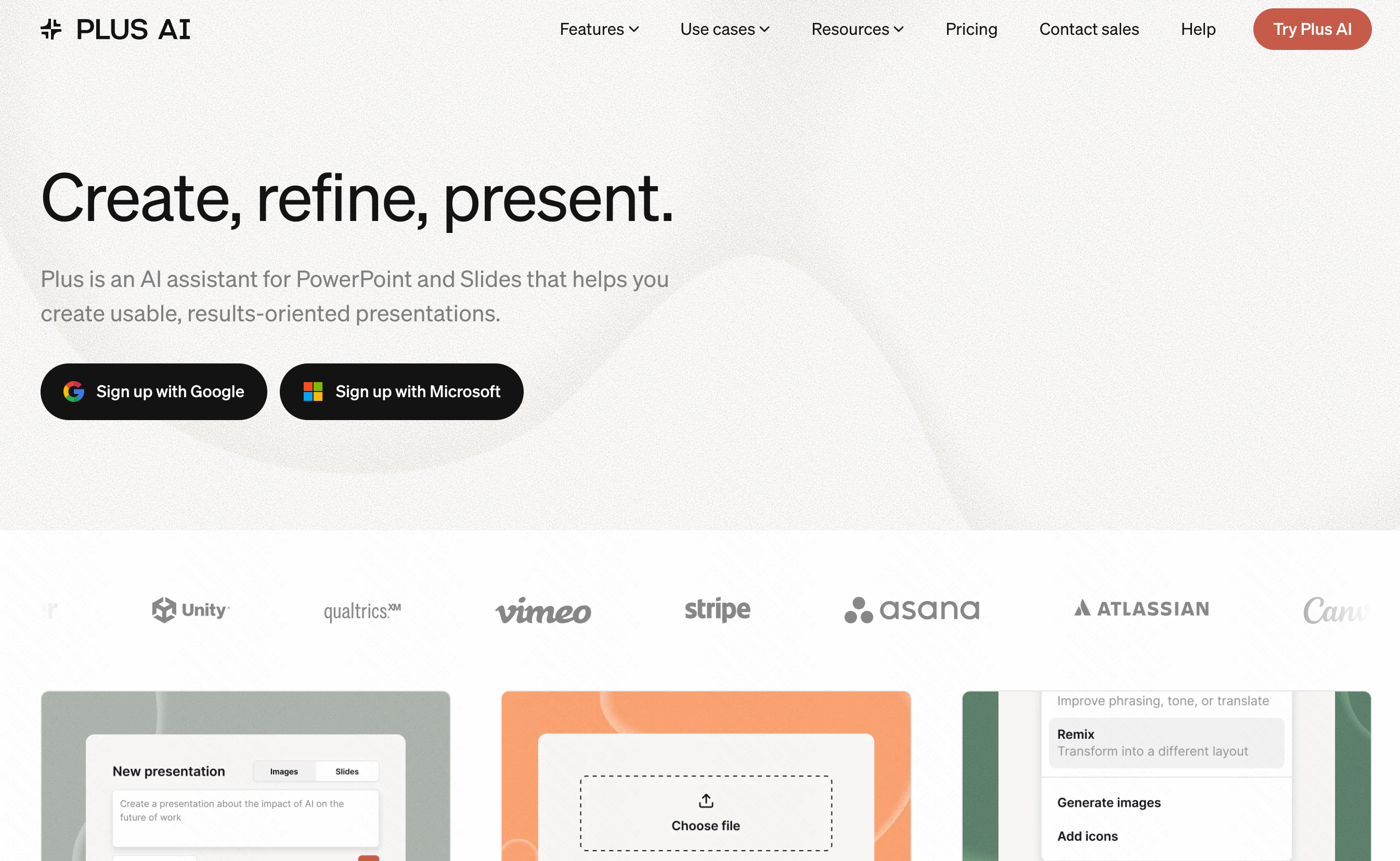 Plus AI Google Slides add-on generating custom market research slides