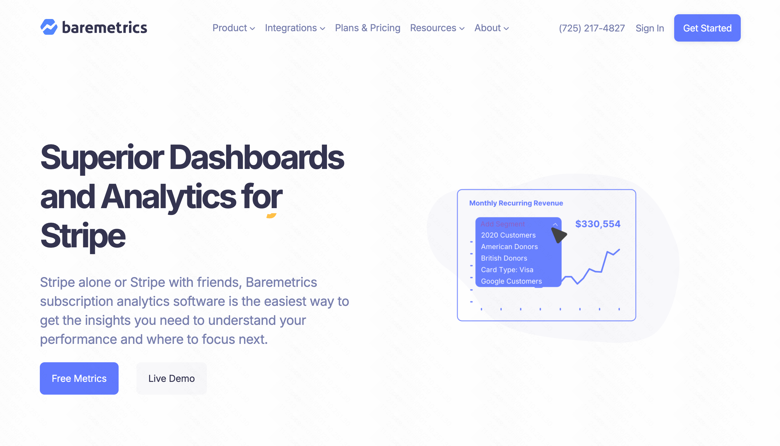 Baremetrics SaaS metrics dashboard with direct Stripe integration