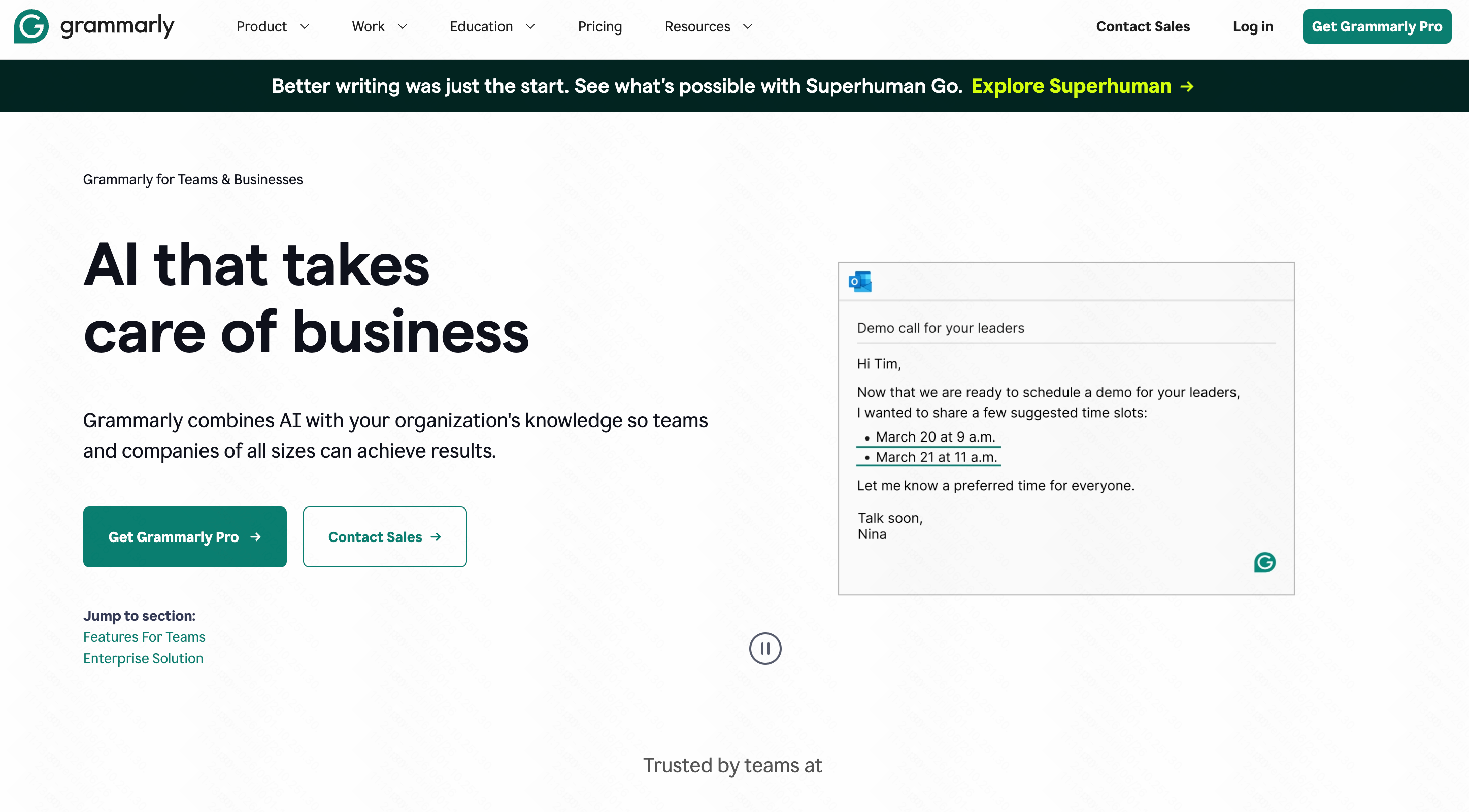 Grammarly Business team communication analytics platform