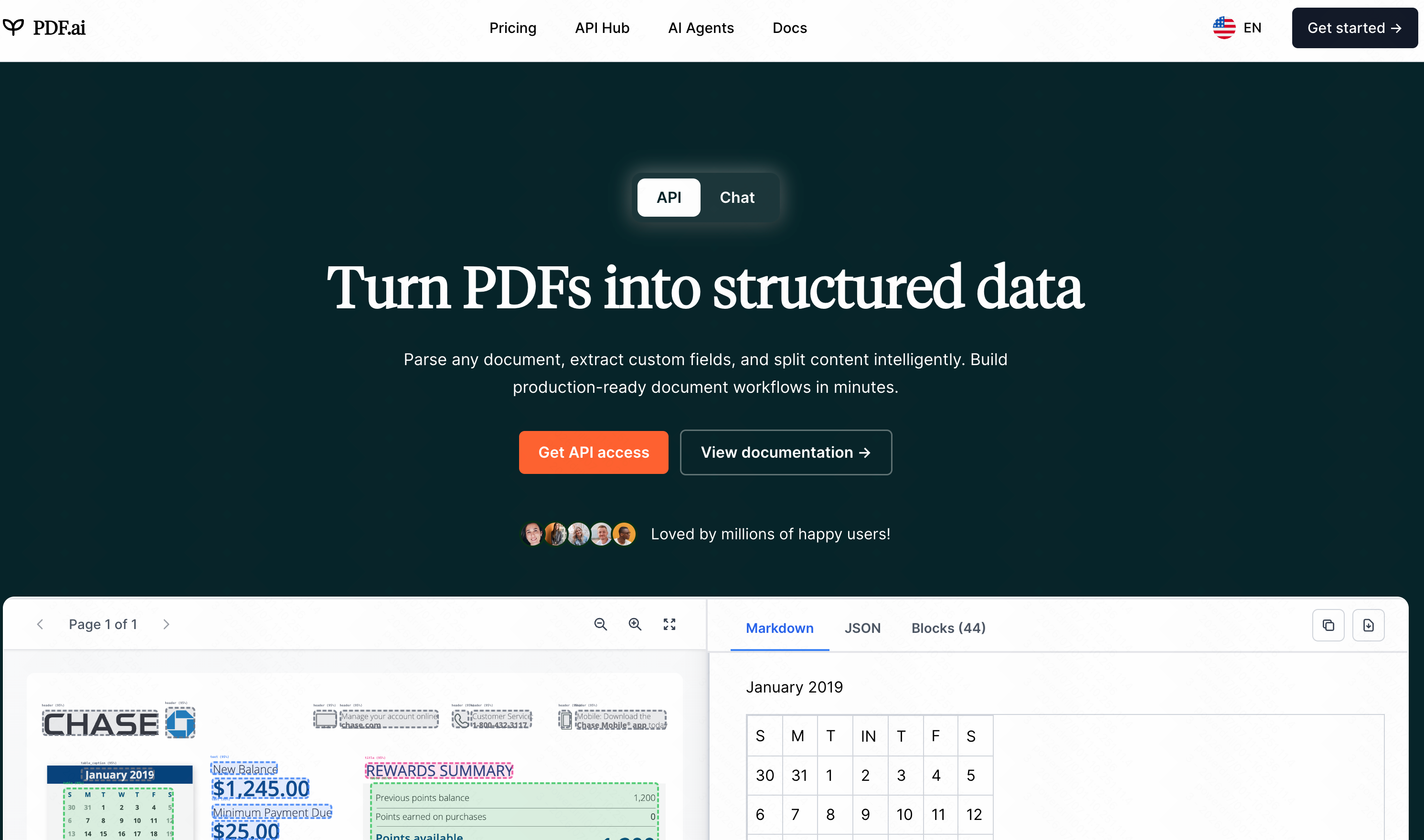 PDF.ai conversational interface for chatting with documents