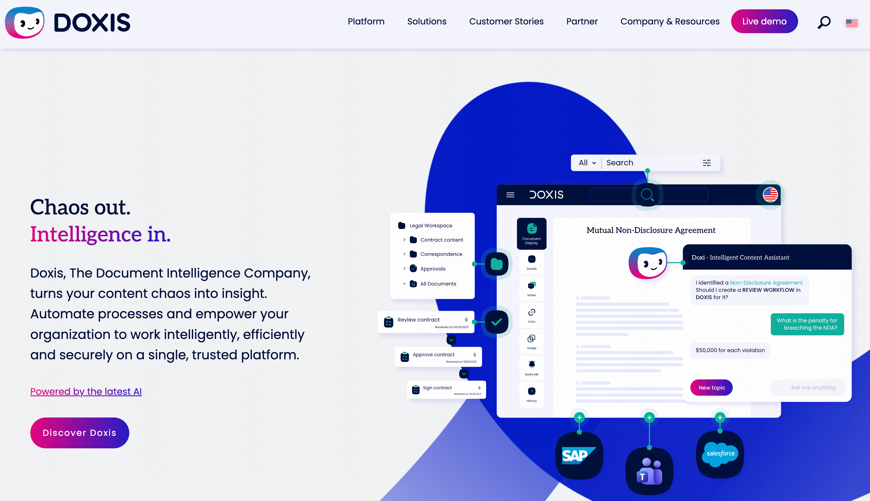 Doxis enterprise content management system with AI data extraction