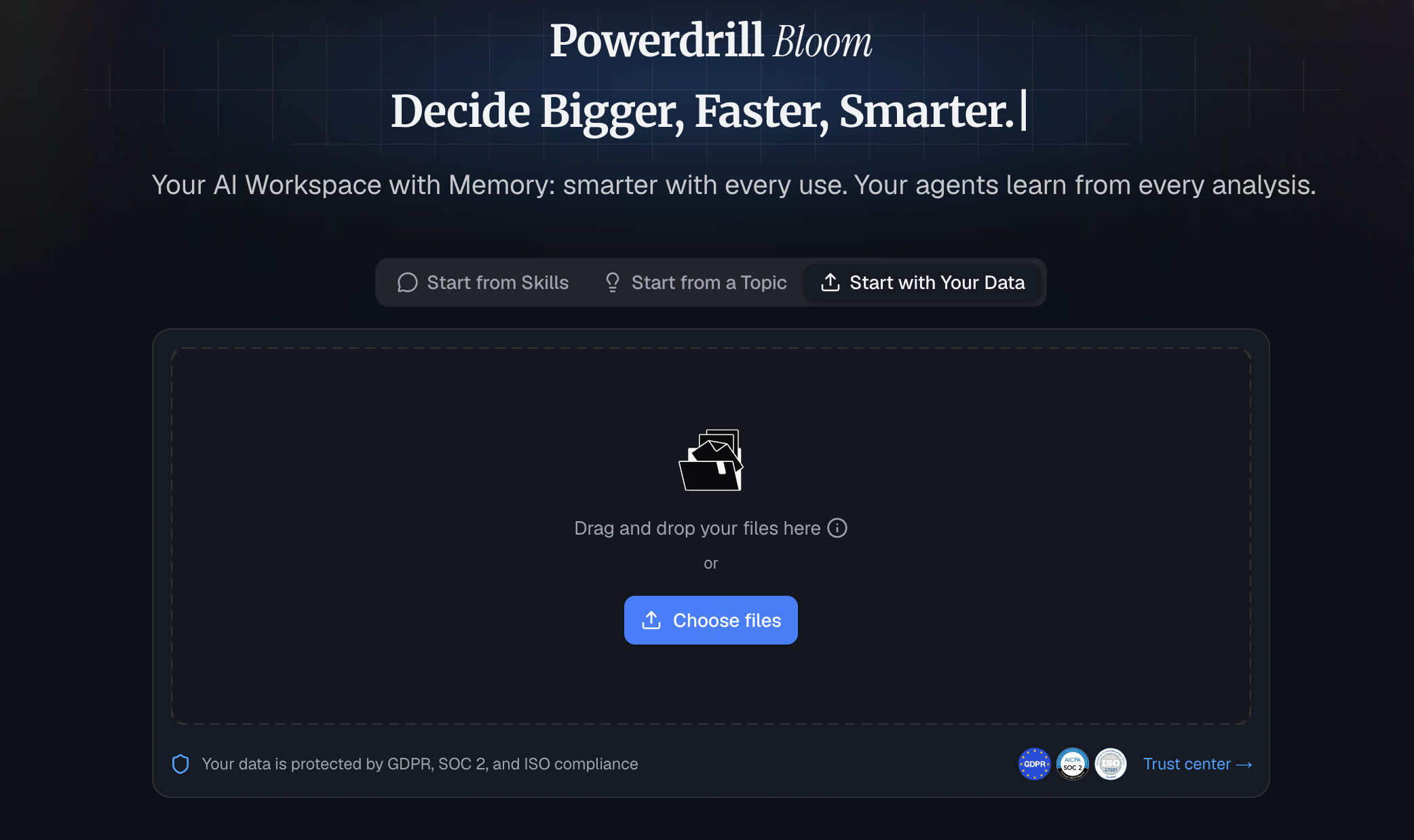 Uploading a Google Analytics CSV export into Powerdrill Bloom for analysis