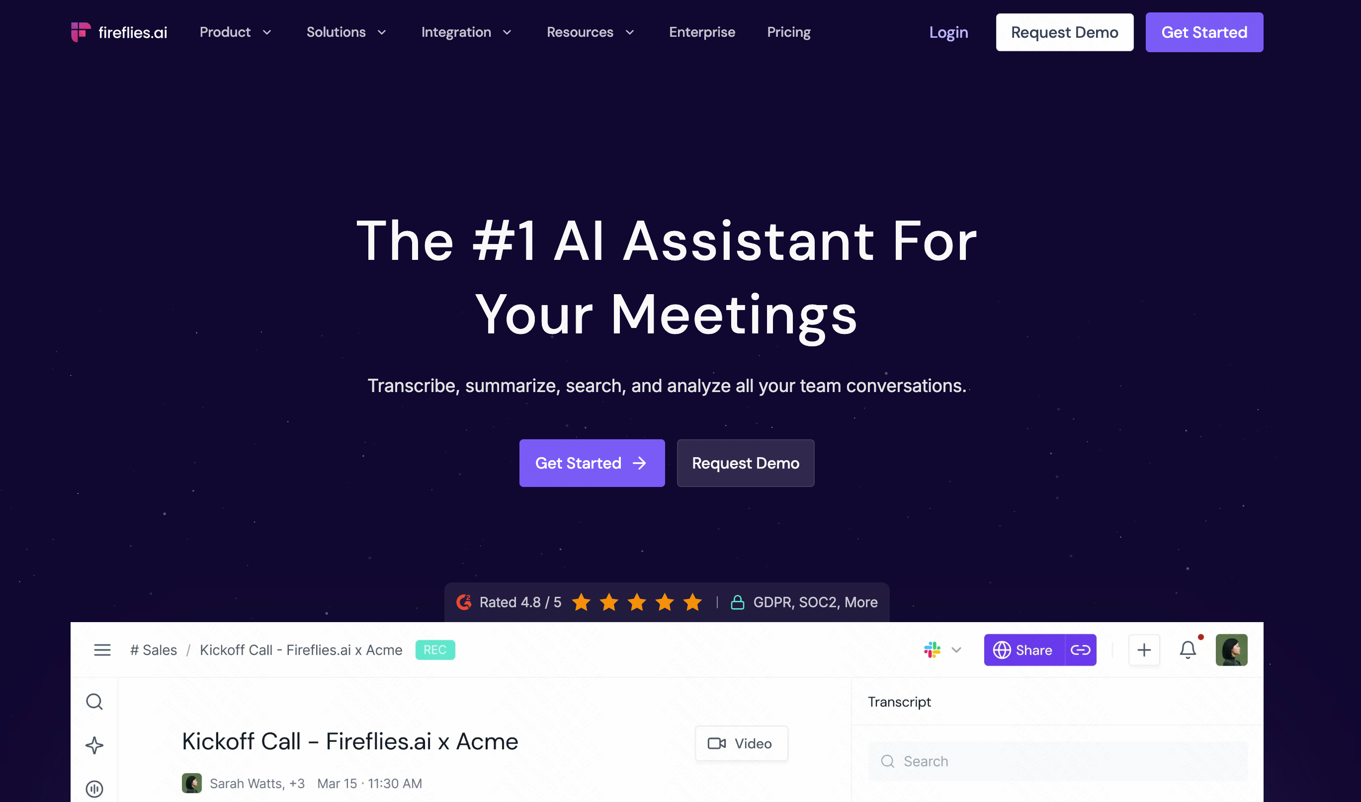 Fireflies.ai meeting transcription and QBR notes