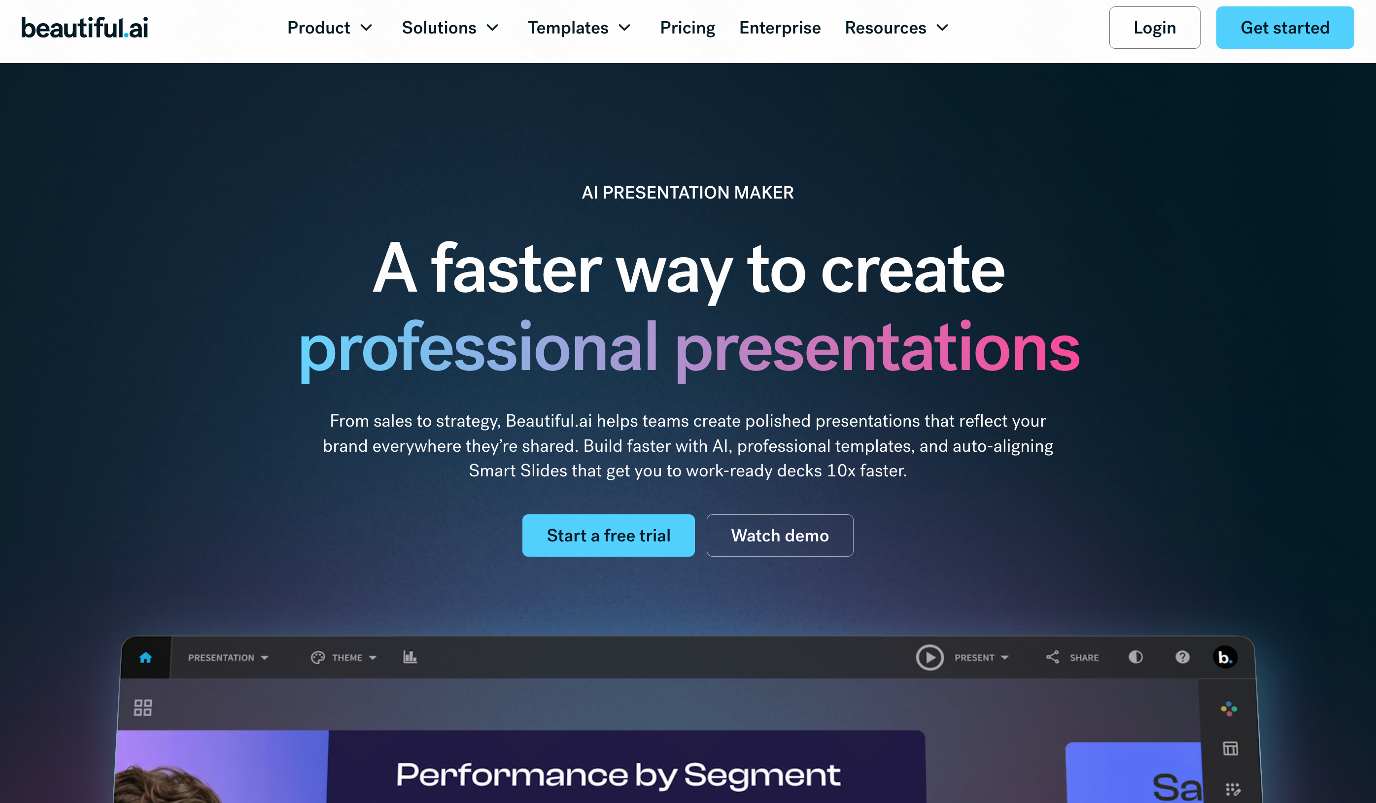 Beautiful.ai smart slide design for QBR presentations