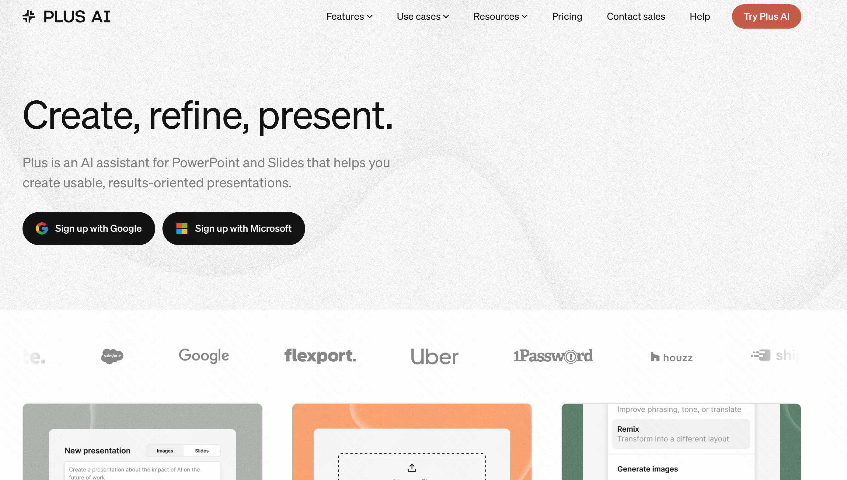 Plus AI PowerPoint and Google Slides QBR generator