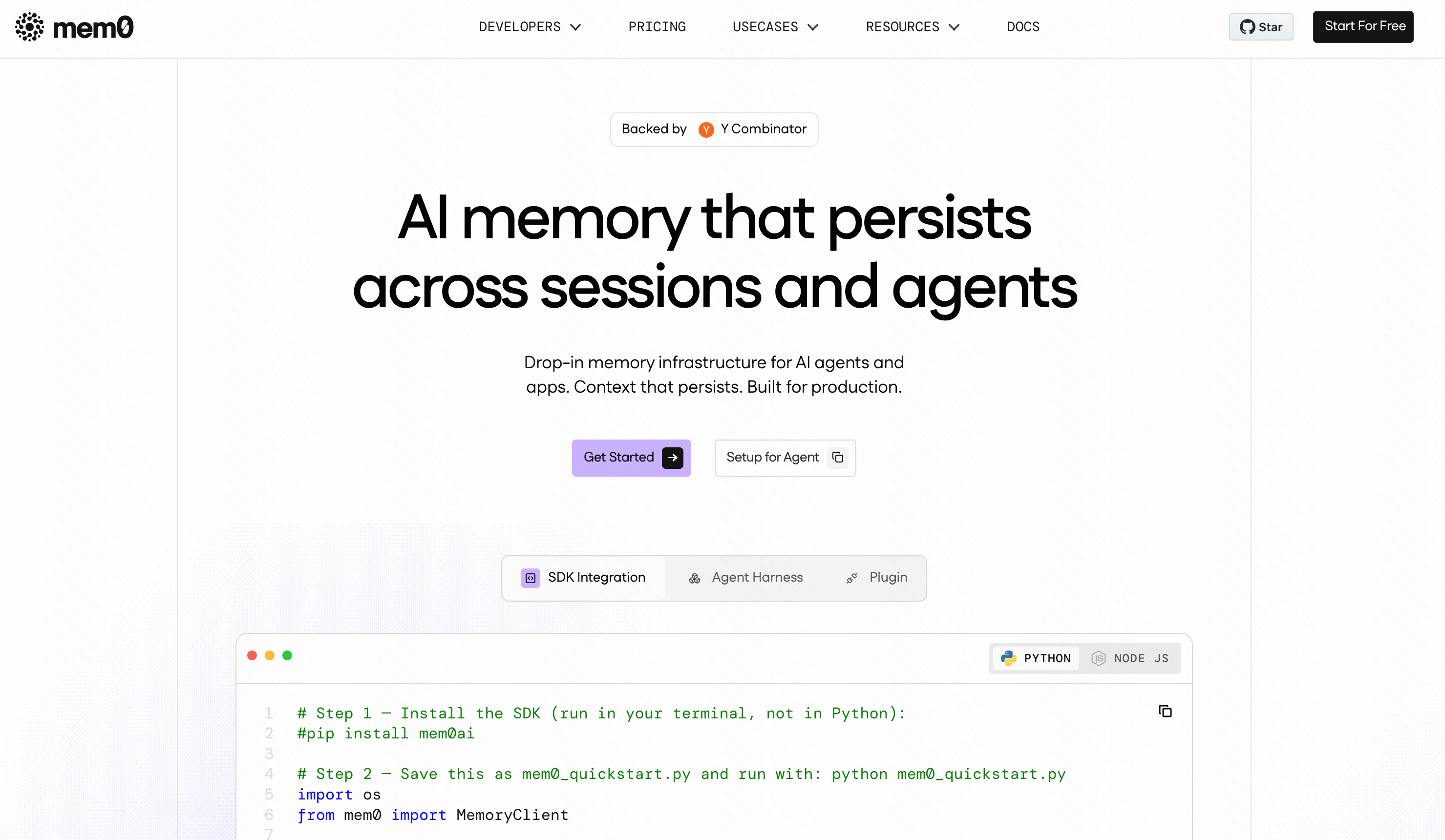 Mem0 memory layer for AI applications