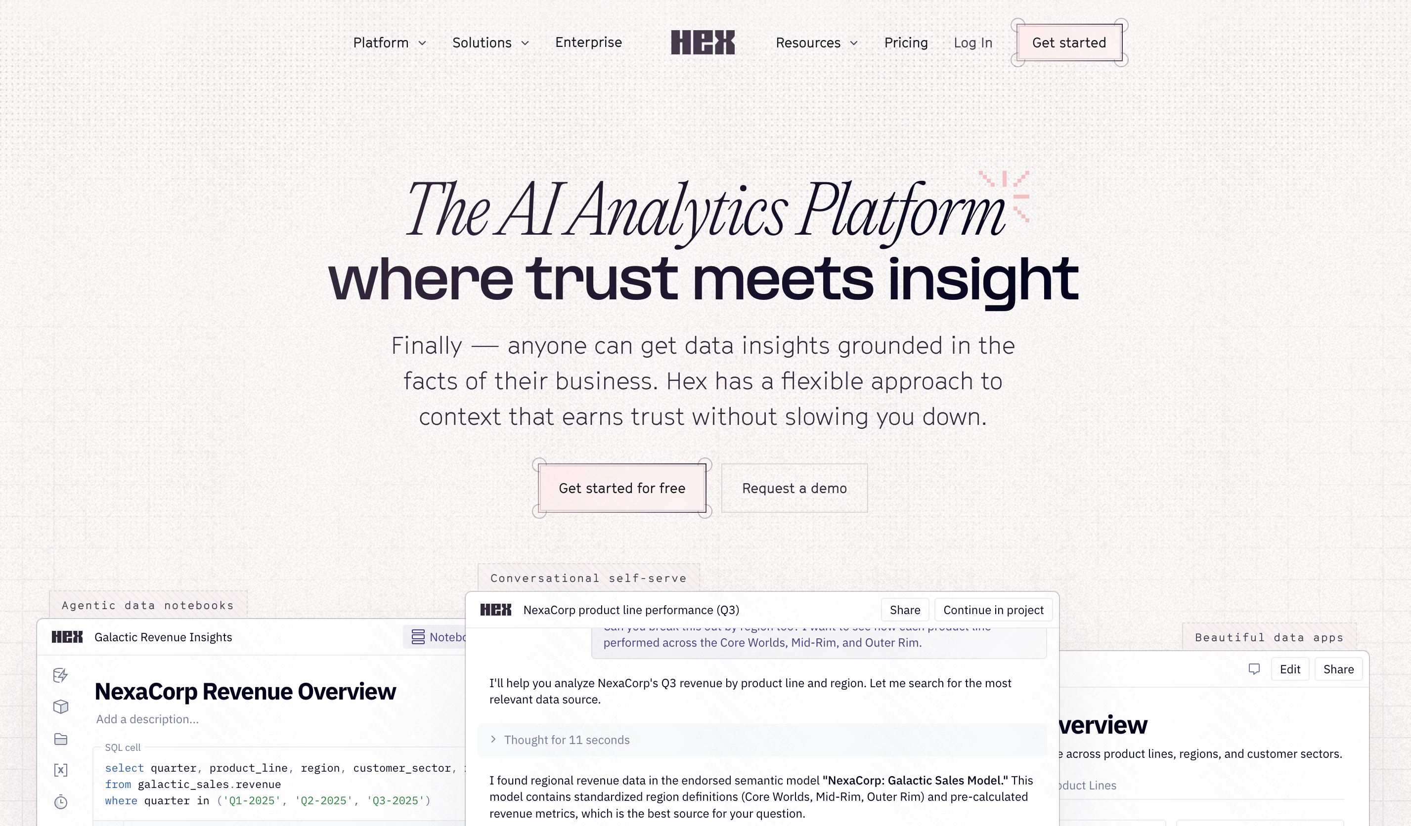 Hex collaborative data workspace
