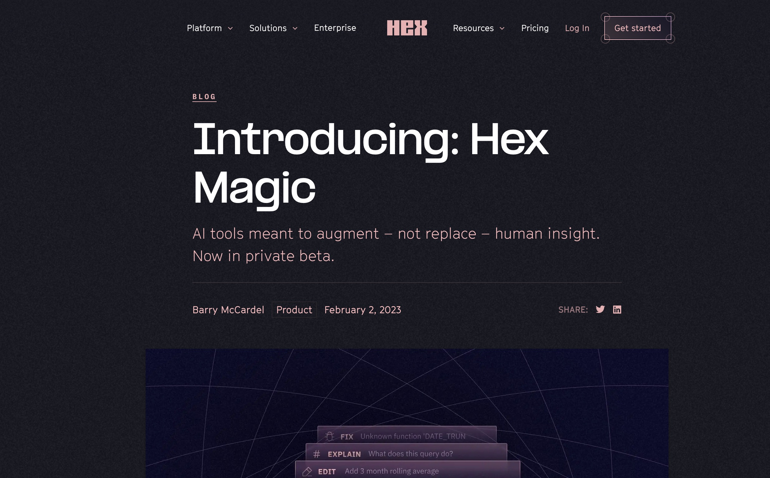 Hex Magic collaborative AI analytics notebook