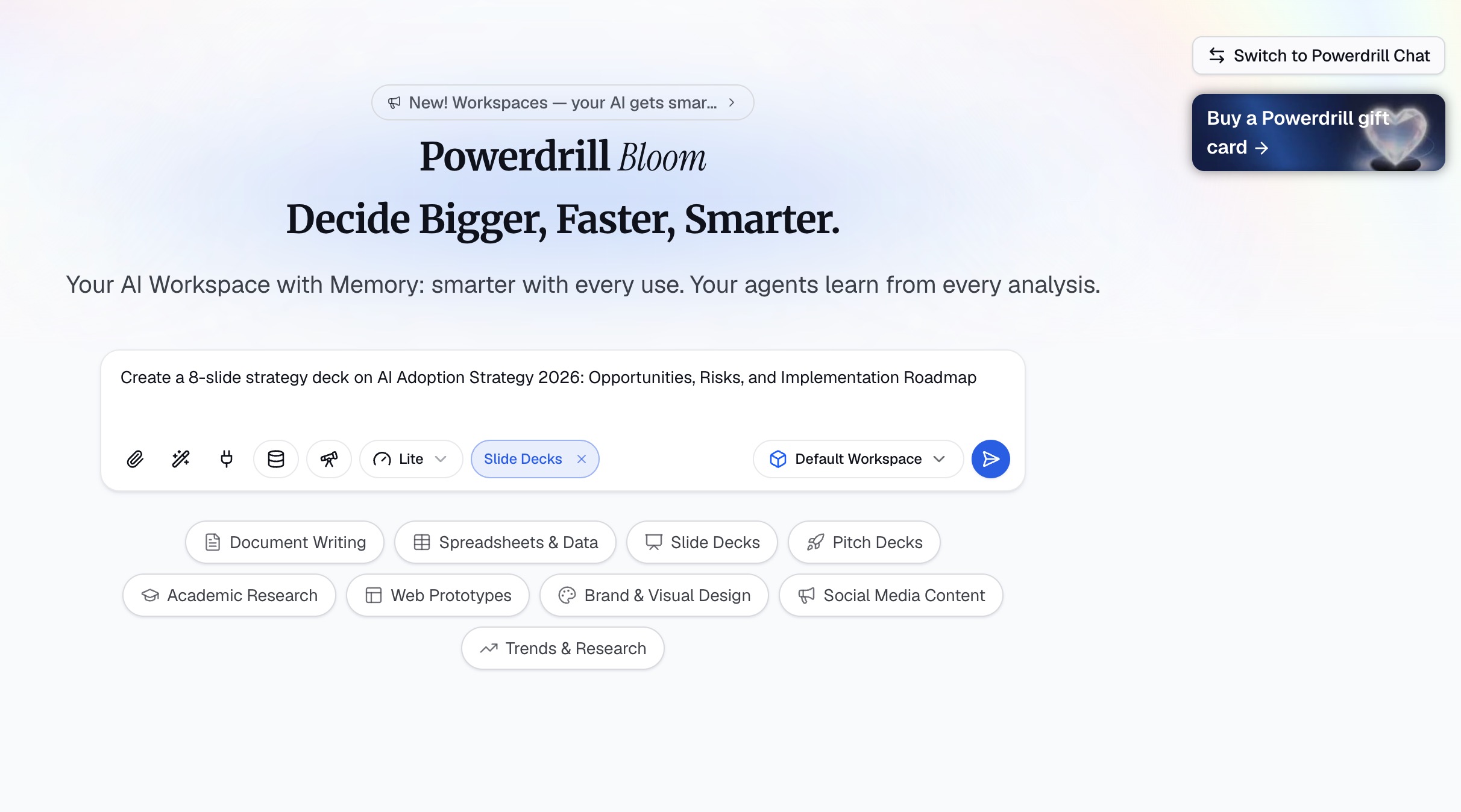 Enter your topic in Powerdrill Bloom