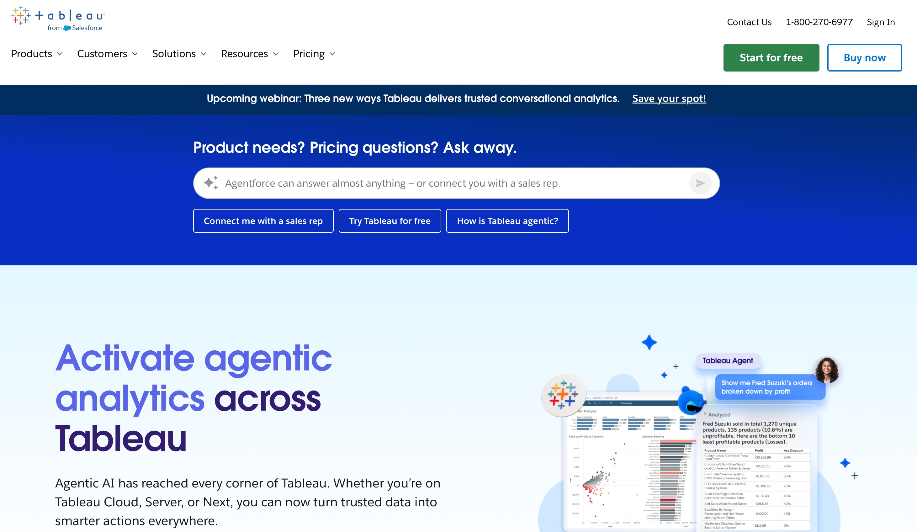 Tableau AI generative BI dashboard