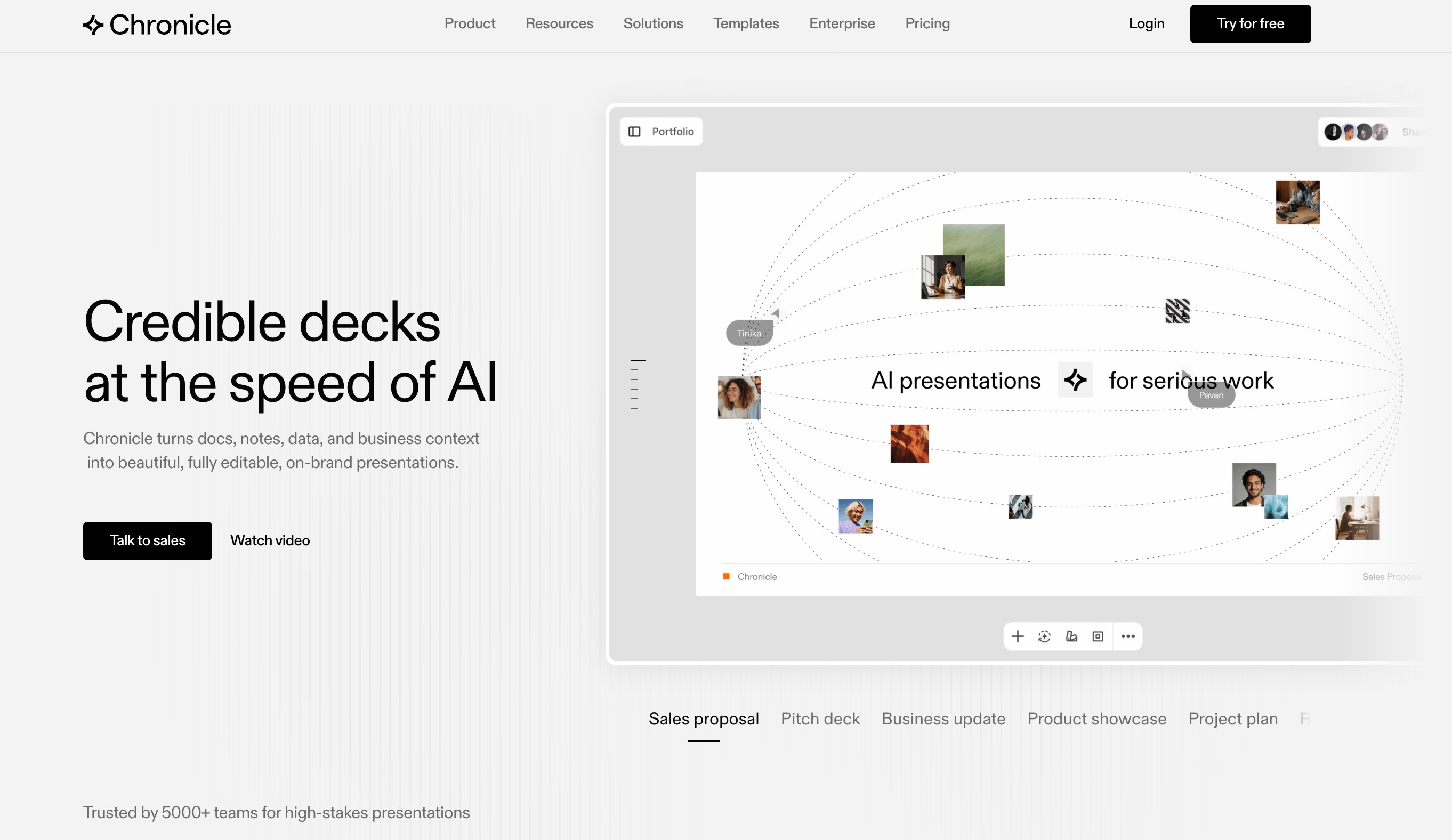 Chronicle widget-based canvas creating interactive motion-rich slides