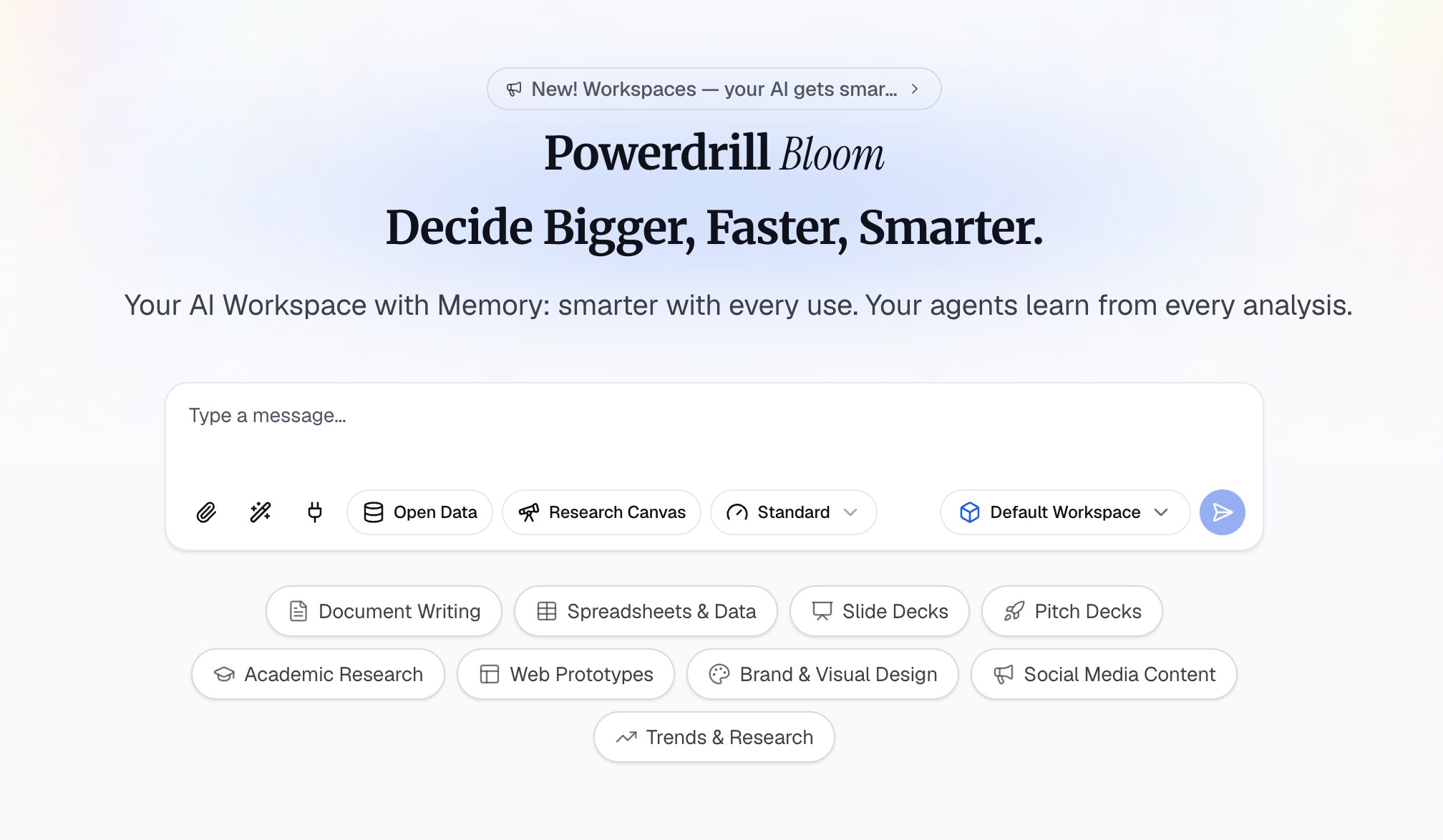 Uploading a customer CSV directly on the Powerdrill Bloom homepage