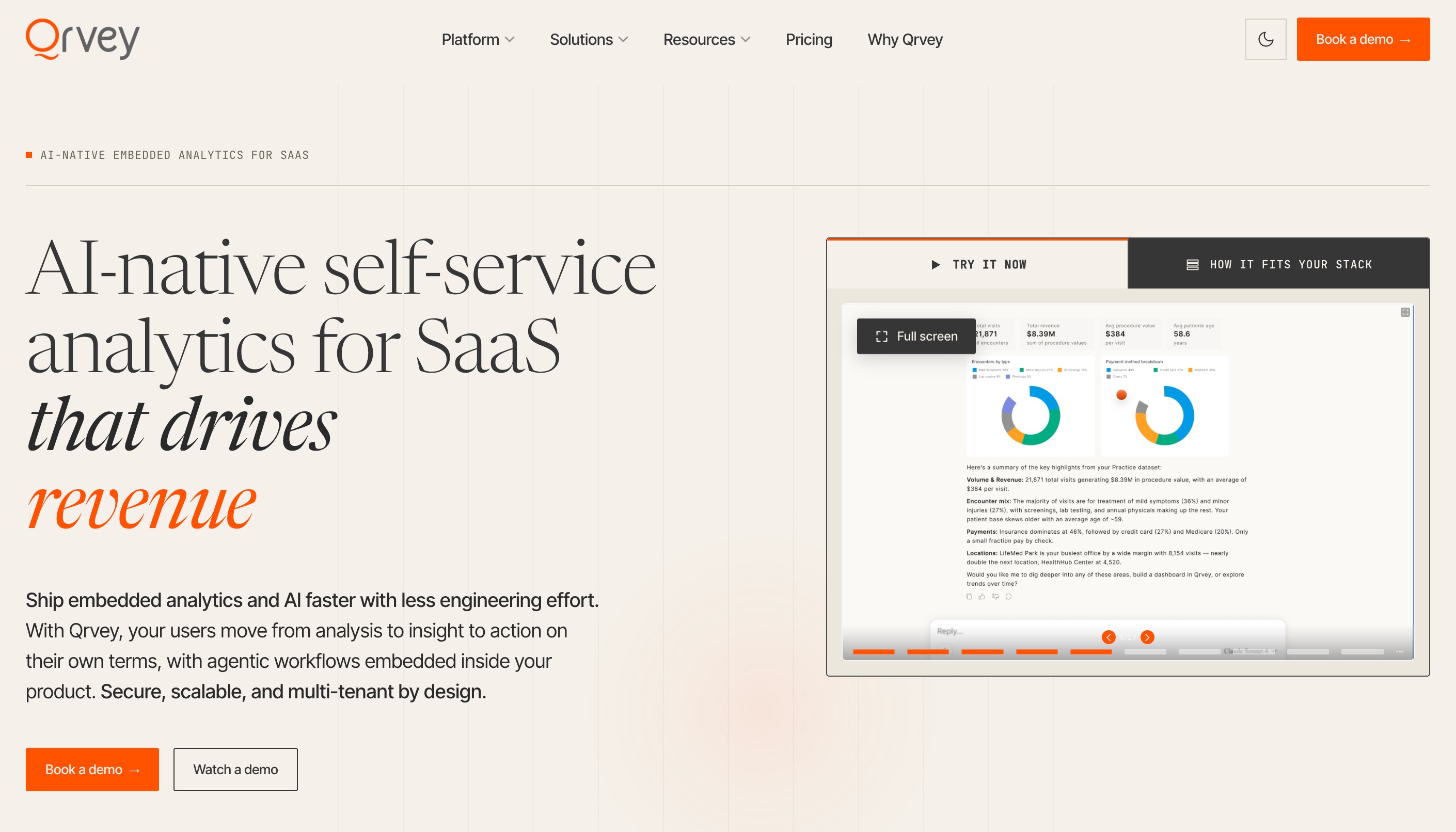 Qrvey, embedded analytics and reporting for product teams