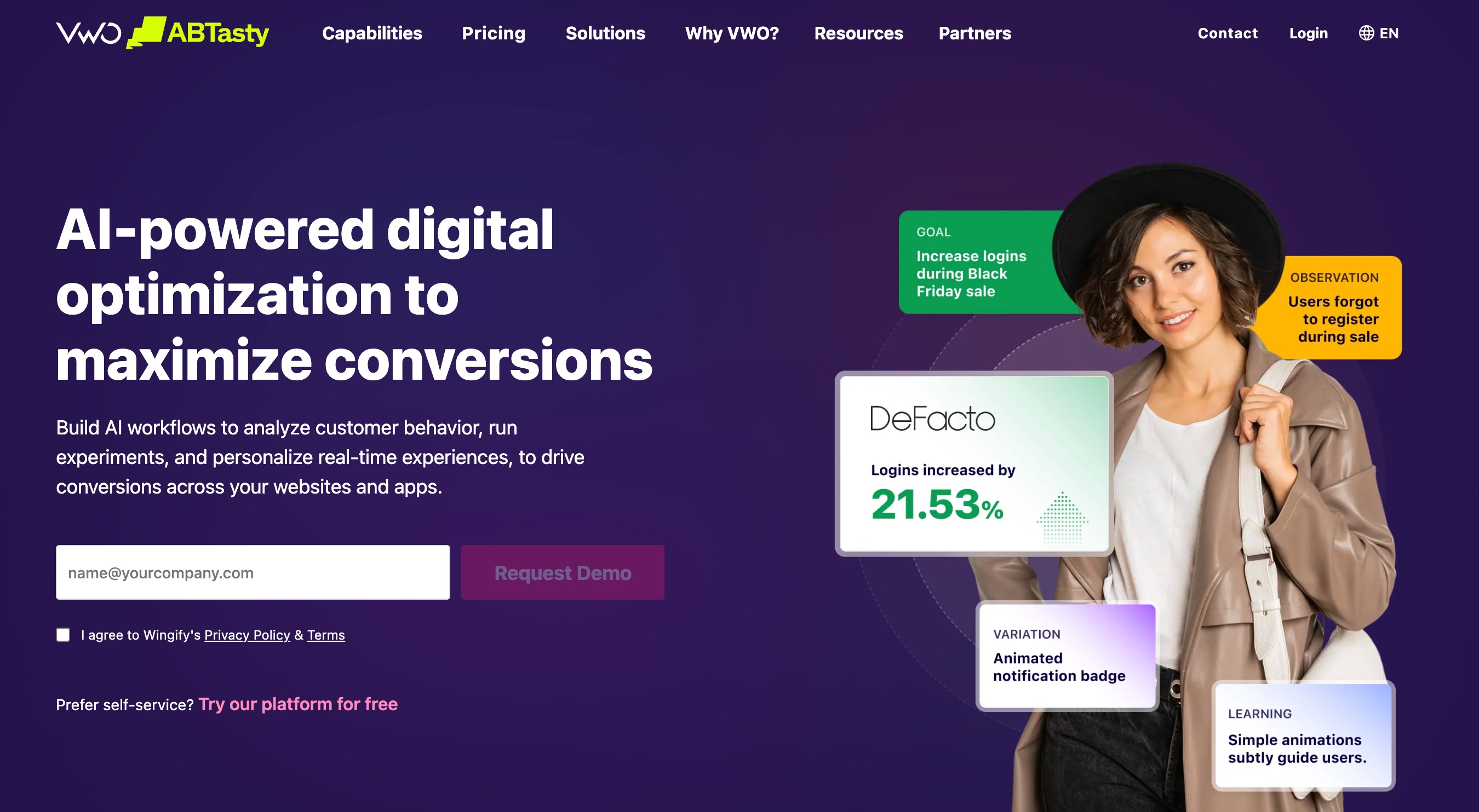 VWO, conversion optimization with heatmaps, session recordings and testing