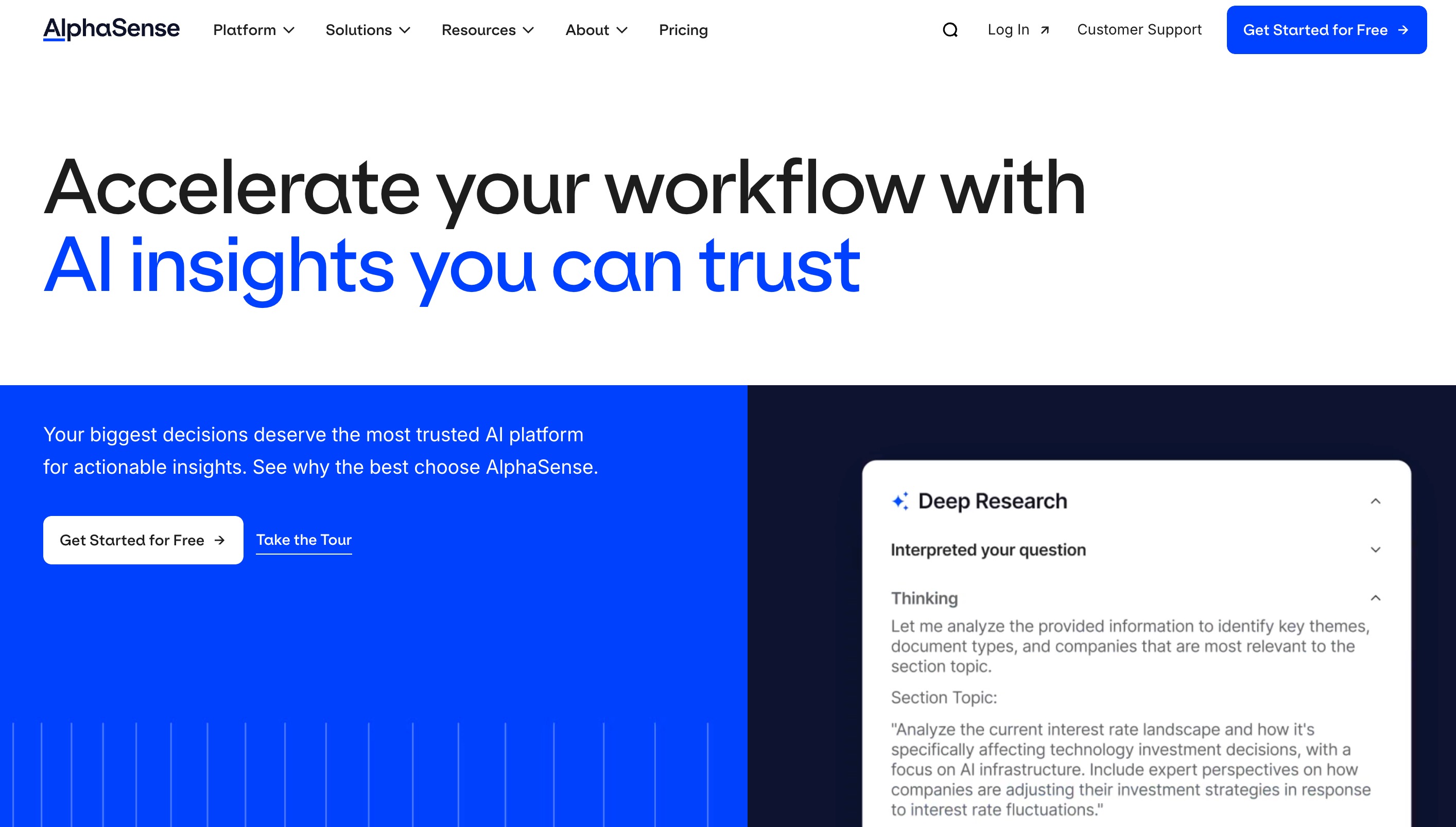 AlphaSense market intelligence search across filings and expert calls