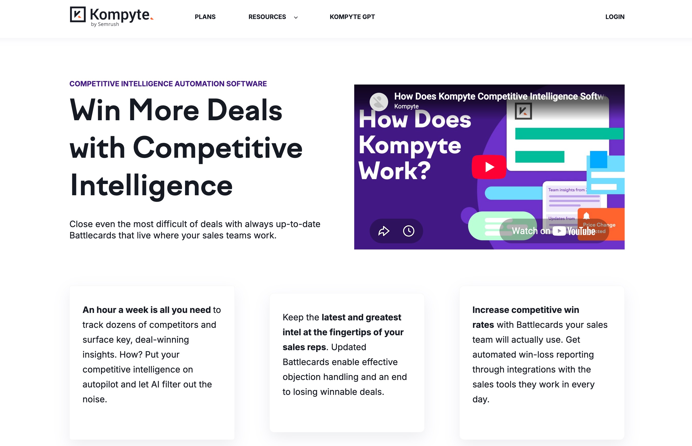 Kompyte automated competitor tracking and battlecard updates