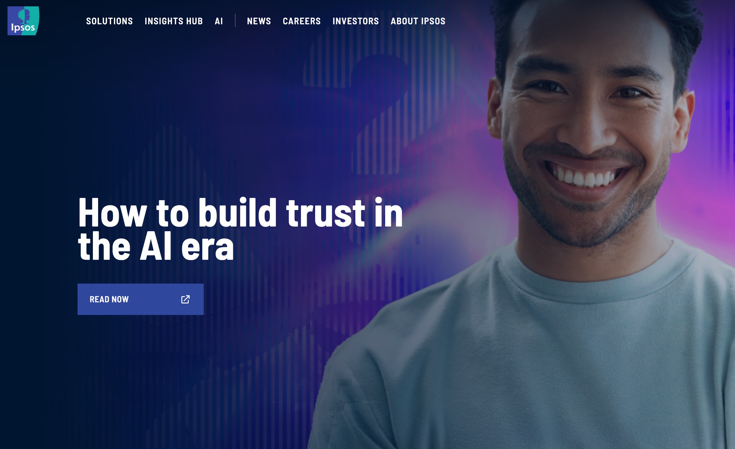Ipsos homepage, presenting its global enterprise research services