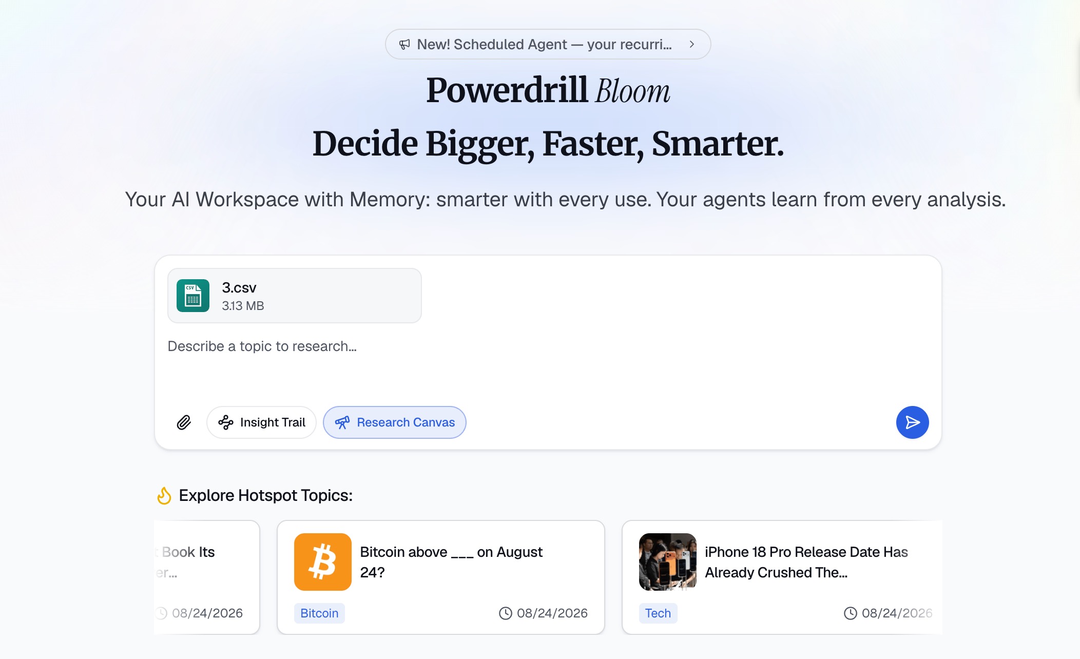 Upload a subscription revenue CSV into Powerdrill Bloom to analyze MRR and ARR