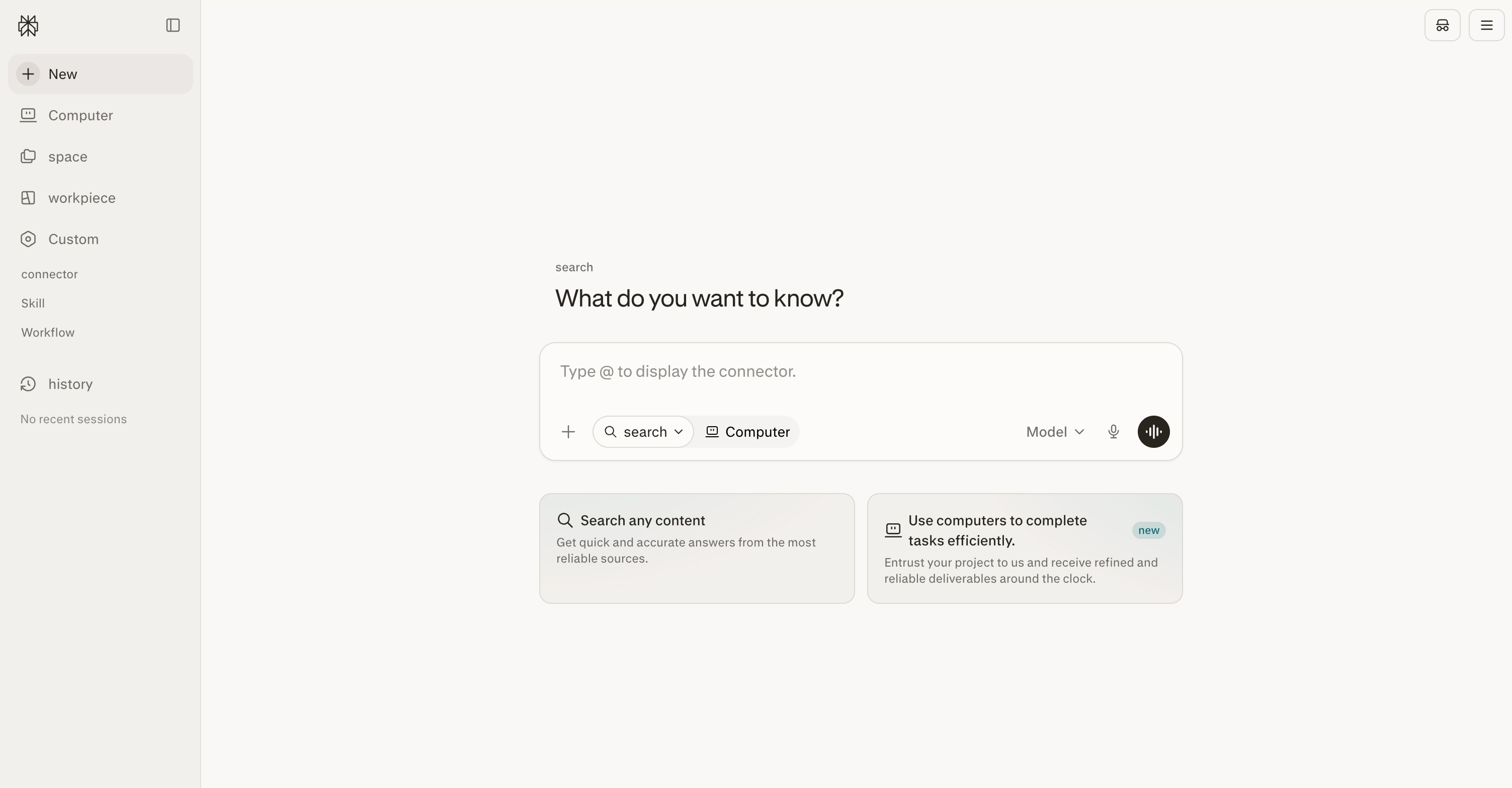 Perplexity's assistant screen asking 