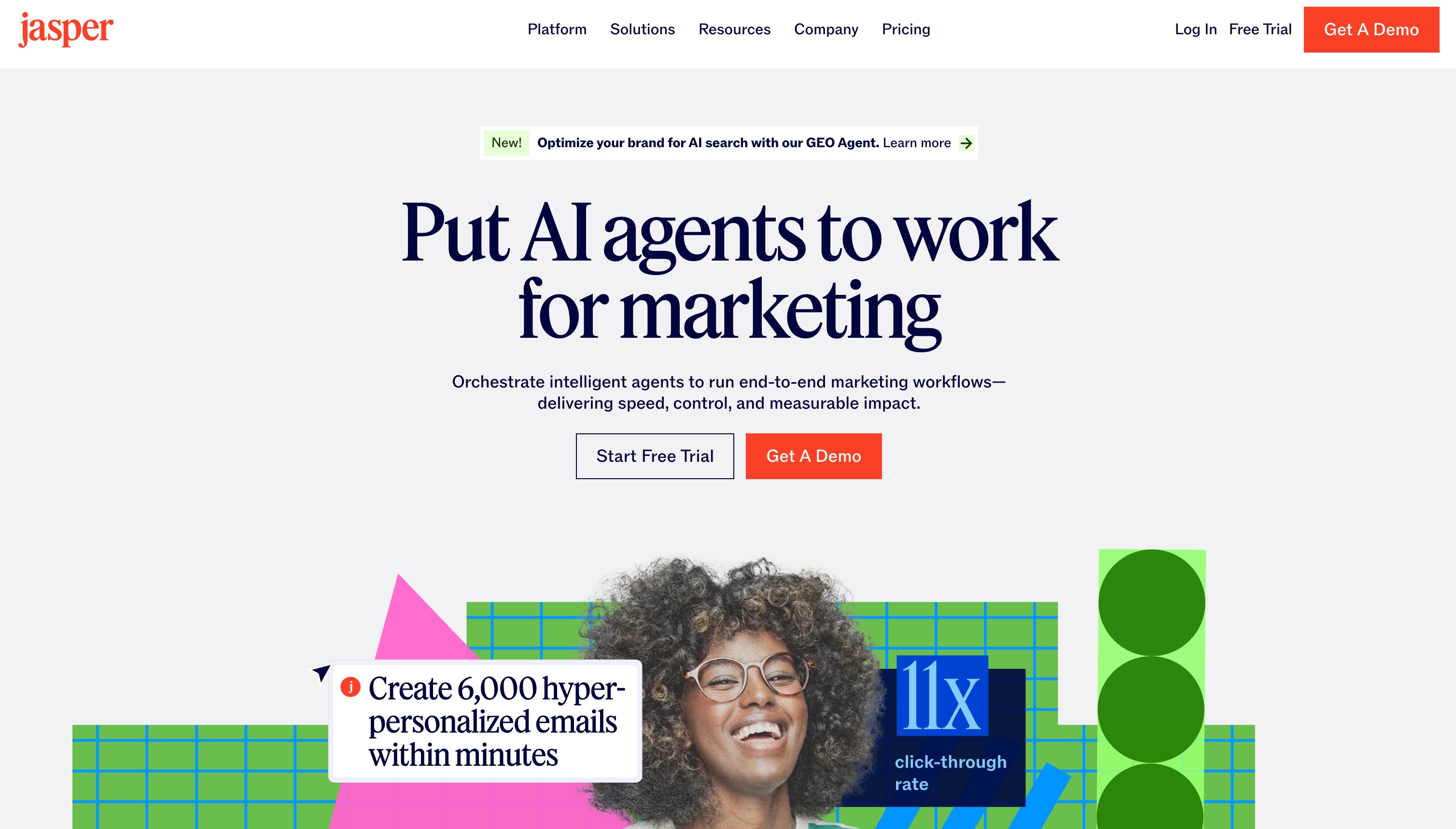 Jasper home page headlined 