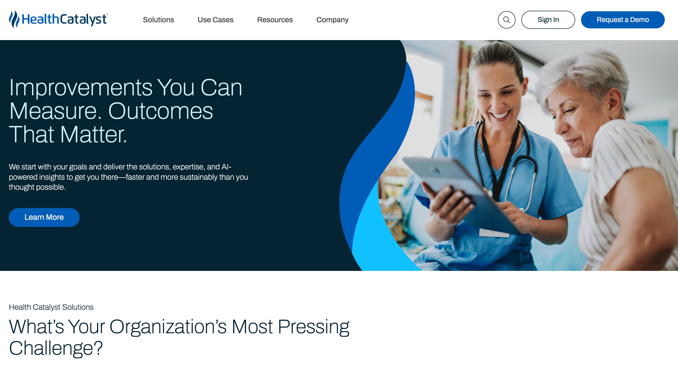 Health Catalyst home page headlined 