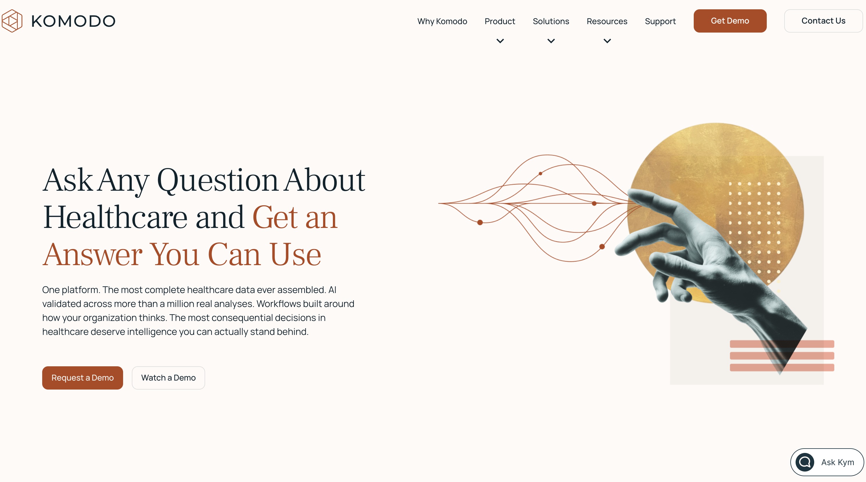 Komodo Health home page headlined 