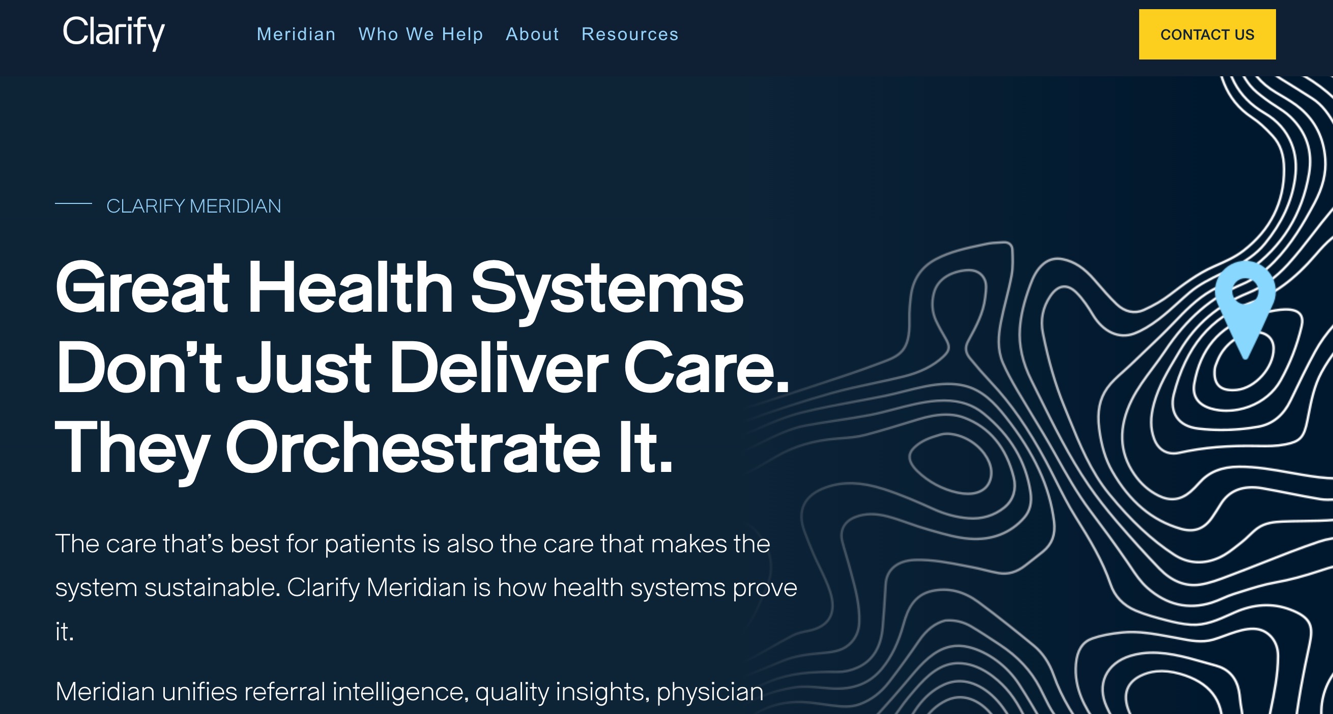 Clarify Health page for Clarify Meridian, headlined 