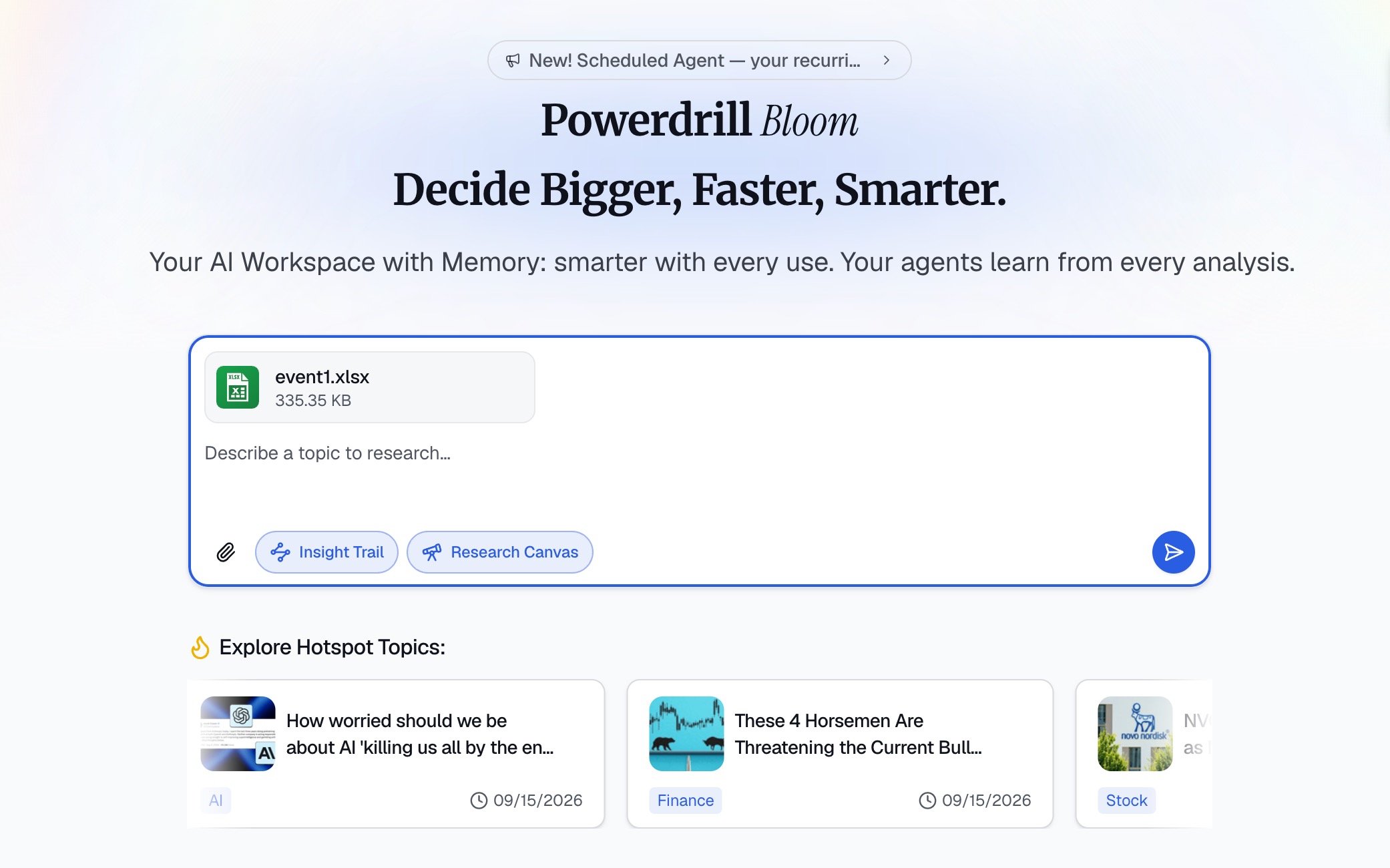 Uploading an event dataset to Powerdrill Bloom