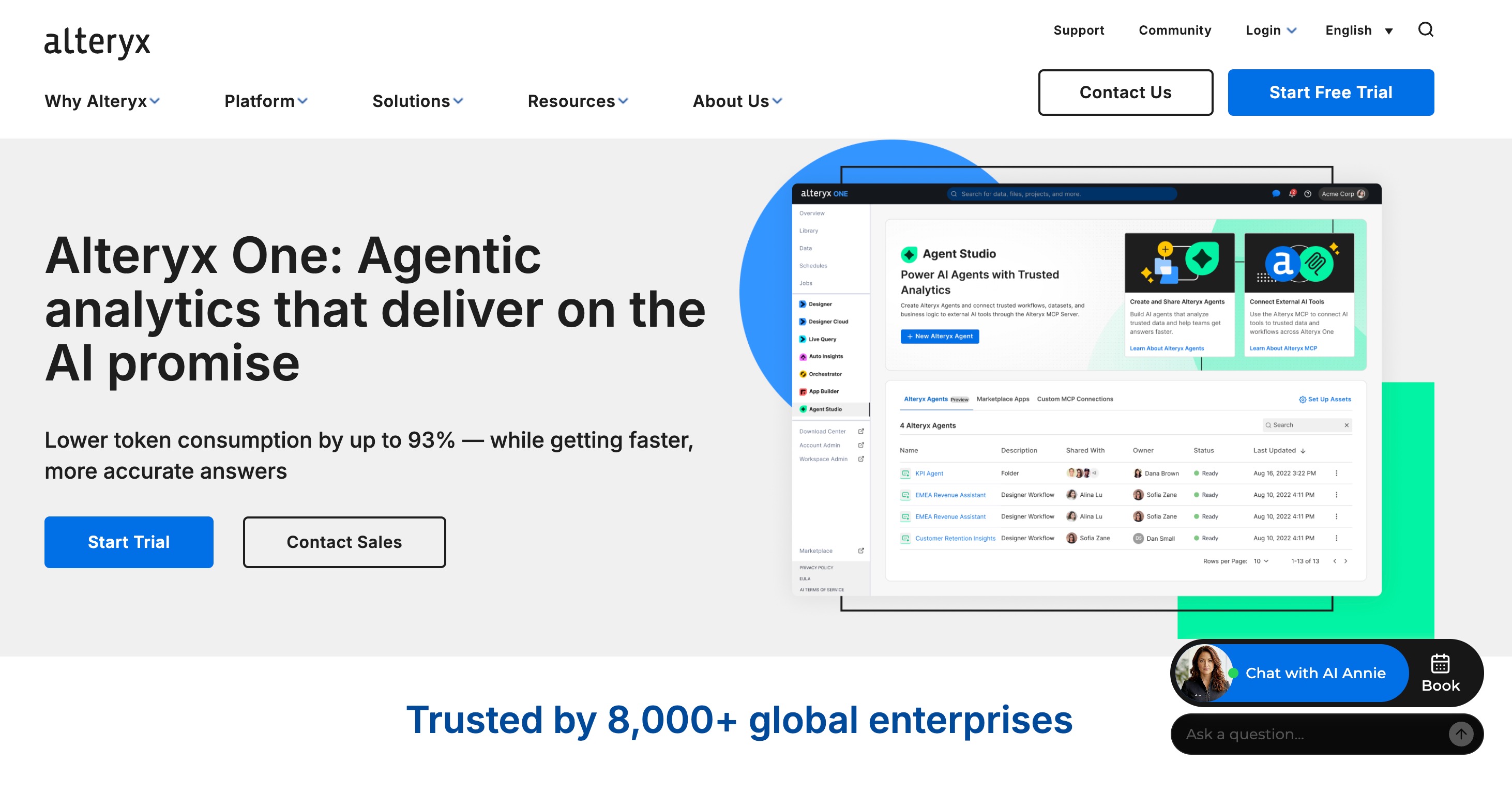 Alteryx website, a data preparation and analytics platform for time-series workflows