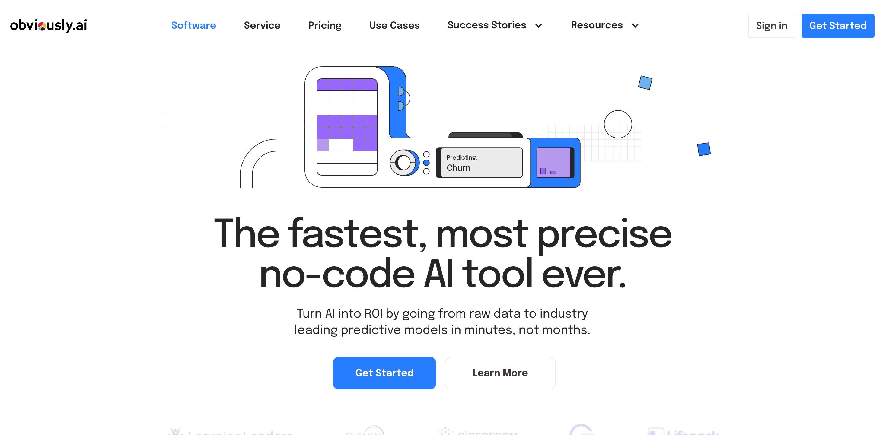 Obviously AI website, a no-code machine learning tool for time-series prediction