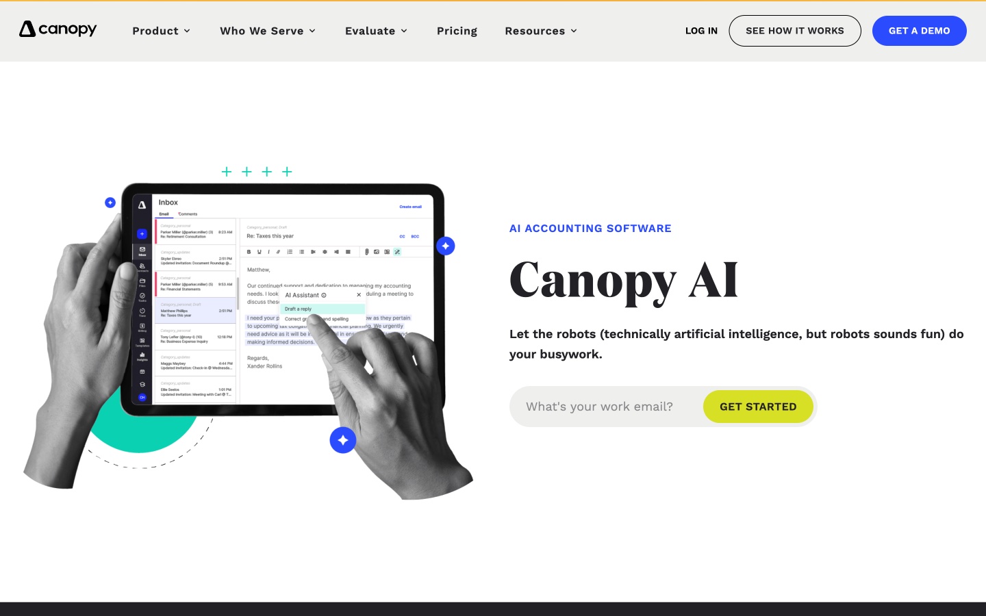 Canopy AI page for accounting firm practice management