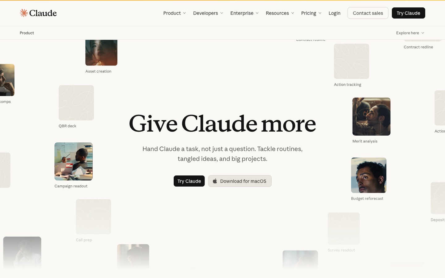 Claude product overview page