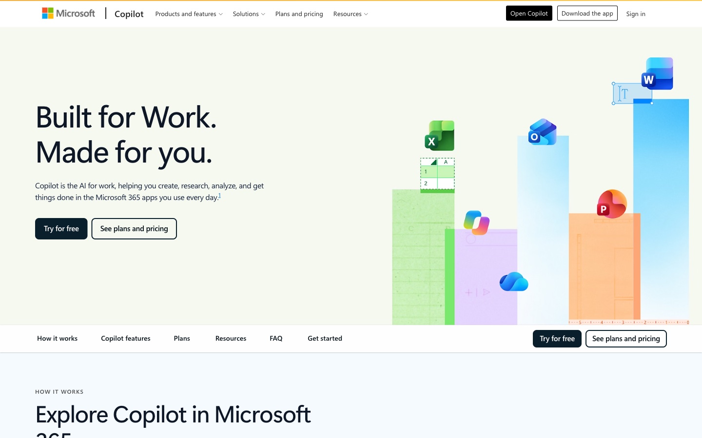 Microsoft Copilot page for individuals using Microsoft 365 apps